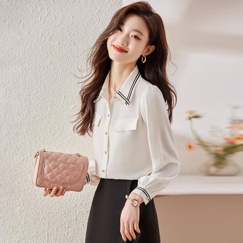 Женская элегантная шифоновая блузка с длинным рукавом S