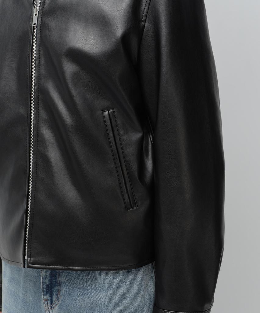 MUSINSA STANDARD Synthetic Leather Single Jacket [Black]