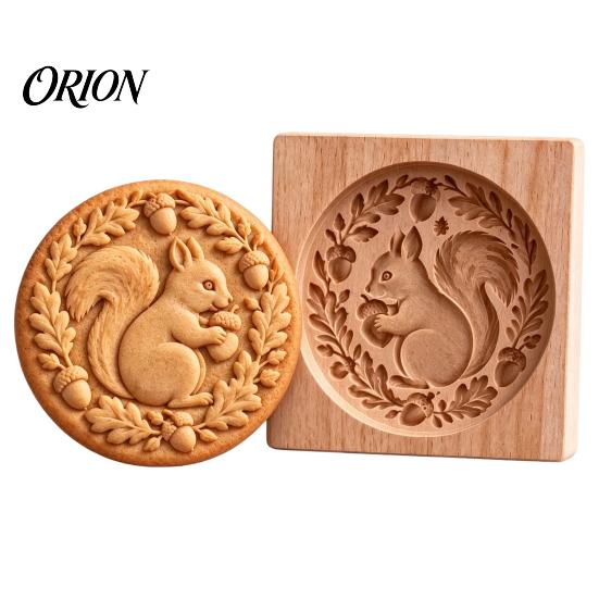 DIY Holiday Biscuit Cutters Woodland Animal Cookie Mold, Durable Wooden with 3D Relief Rustic Party Favors Patterns Cutter, Handmade Decorative Stamps