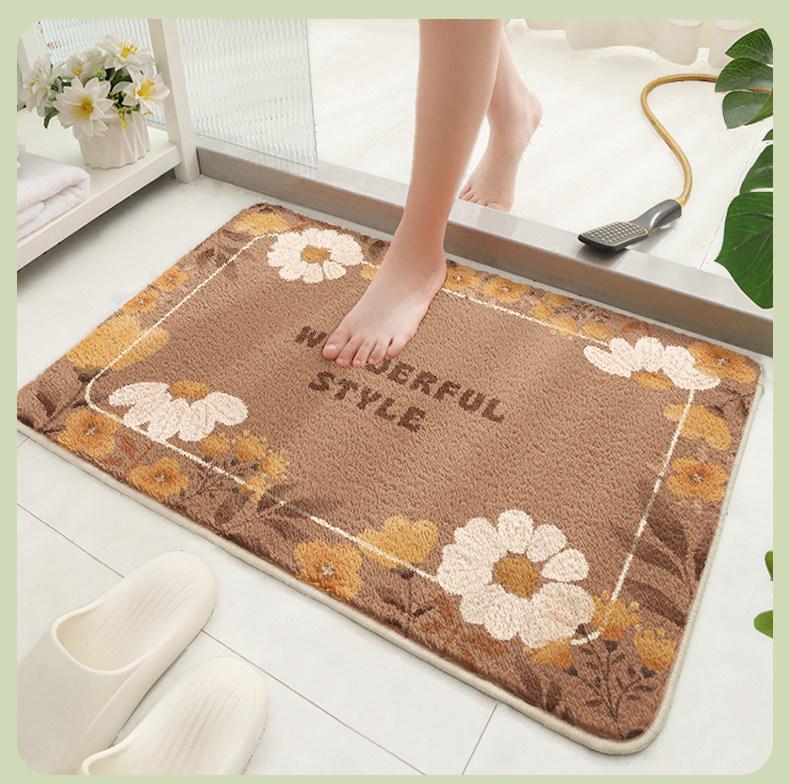 Cartoon Bathroom Non-Slip Faux Cashmere Absorbent Floor Mat