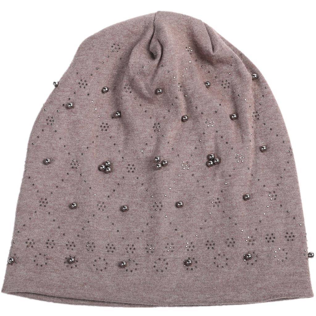 Double Layer Cotton Fabric Hot Diamond and Beaded Hooded Cap A Fashionable Versatile and Warm Postpartum Cap for Autumn and Winter