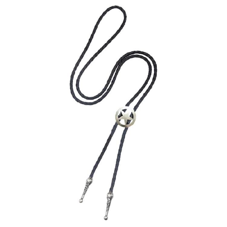Retro Five Pointed Star Bolo Tie for Men Western Styles Necktie Collar Pendant Rodeos Rope Tie Necklace for Formal Event