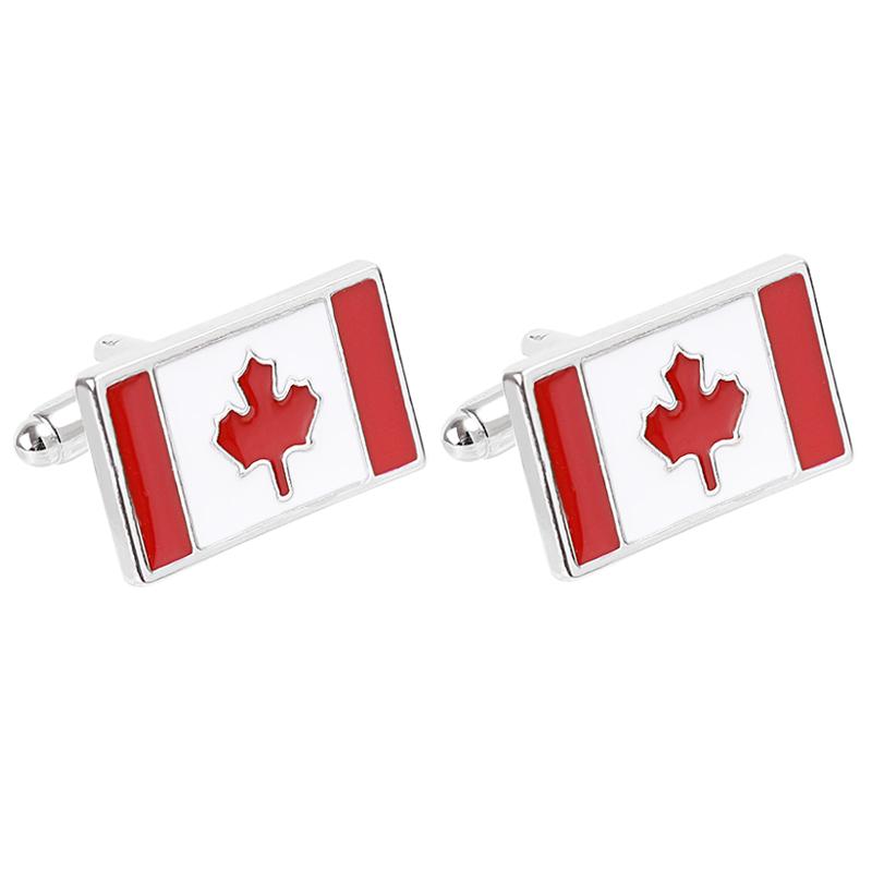 2Pcs/Set Mens Maple Leaf Pattern Cufflinks Canada Flag Tie Clip For Canadian Jewelry Gift