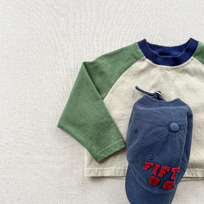 Autumn Kids' T-Shirts Color Block Loose Long Sleeves Children T-Shirt Fashion Soft Boys Clothes