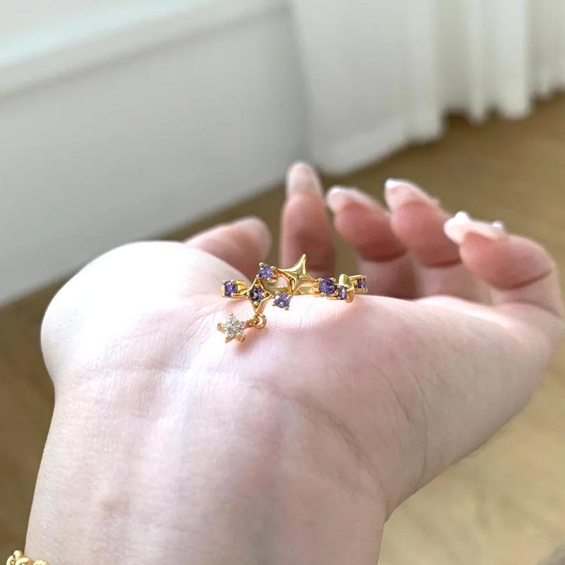 Xiaohongshu Bauhinia Flower Ring: New 2026 Purple Diamond Light Luxury Women s Ring Adjustable Open