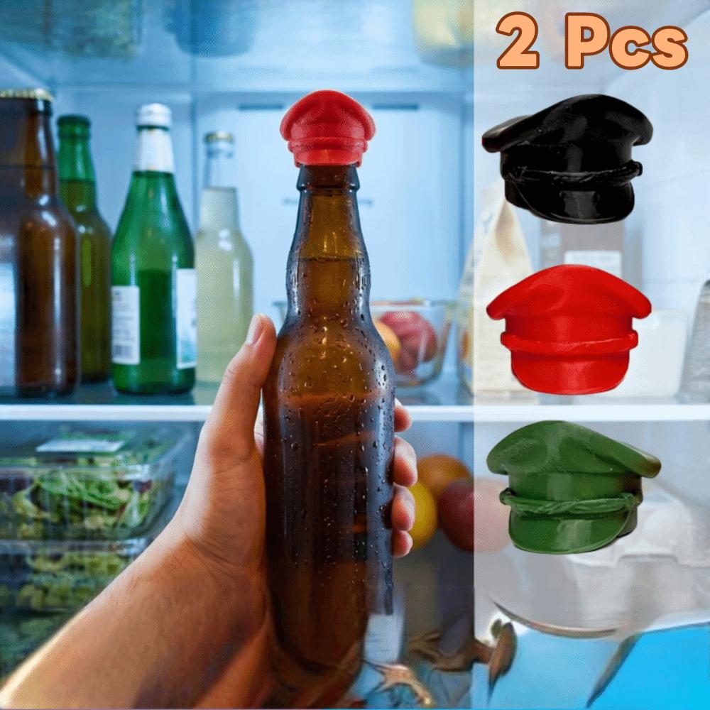 2PCS Creative Hat-shaped Bottle Cap Plastic Sunshade Cap Ornaments Cute Beer Bottle Cap  Drink