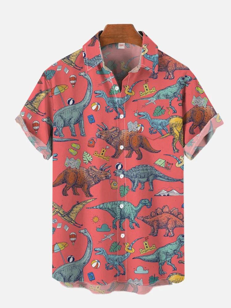 Cute Cartoon Animal Graphic 3d Print Shirts For Men Fashion Hawaiian Shirt Beach Blouses Short Sleeve Vocation Lapel Shirt Boy