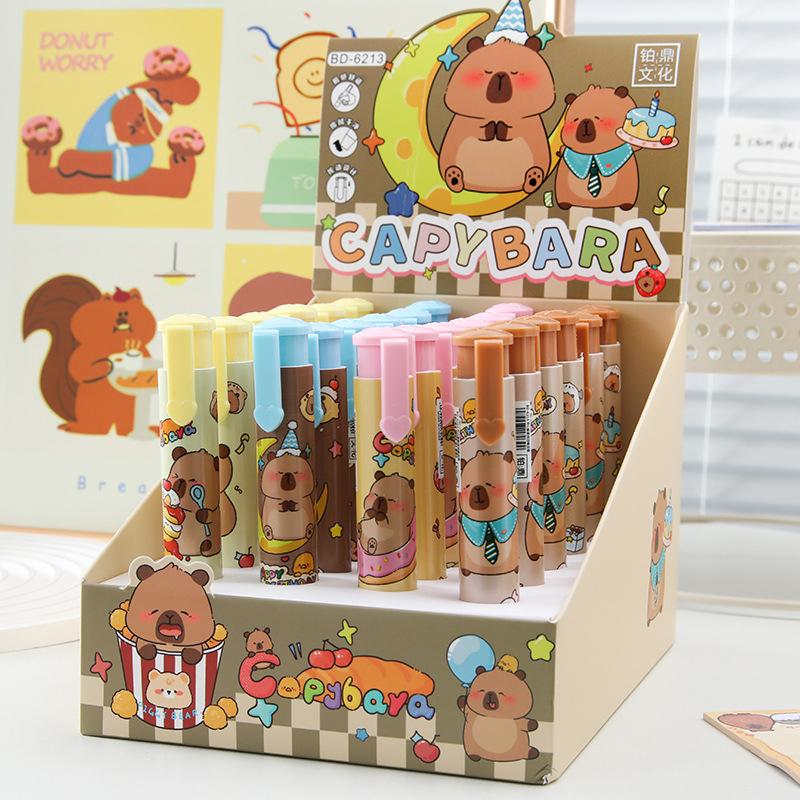 1/4Pcs Cute Cartoon Retractable Capybara Eraser Soft Clean Eraser Creative Pressing Pencil Eraser Student Stationery Gifts