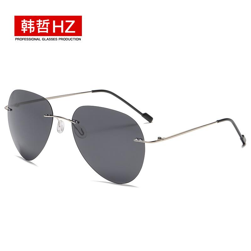 

Metal Titanium Light Polarized Rimless Color Changing Sunglasses For Men Driving Day Night Glasses New Hombre