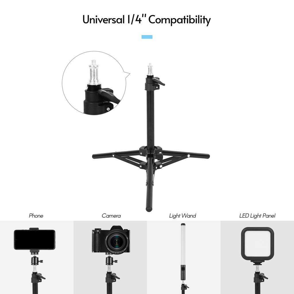 Adjustable Video Light Stand Tripod Stand 2 section 50cm Payload 1.5KG with Universal 1 4 inch Interface for Video LED
