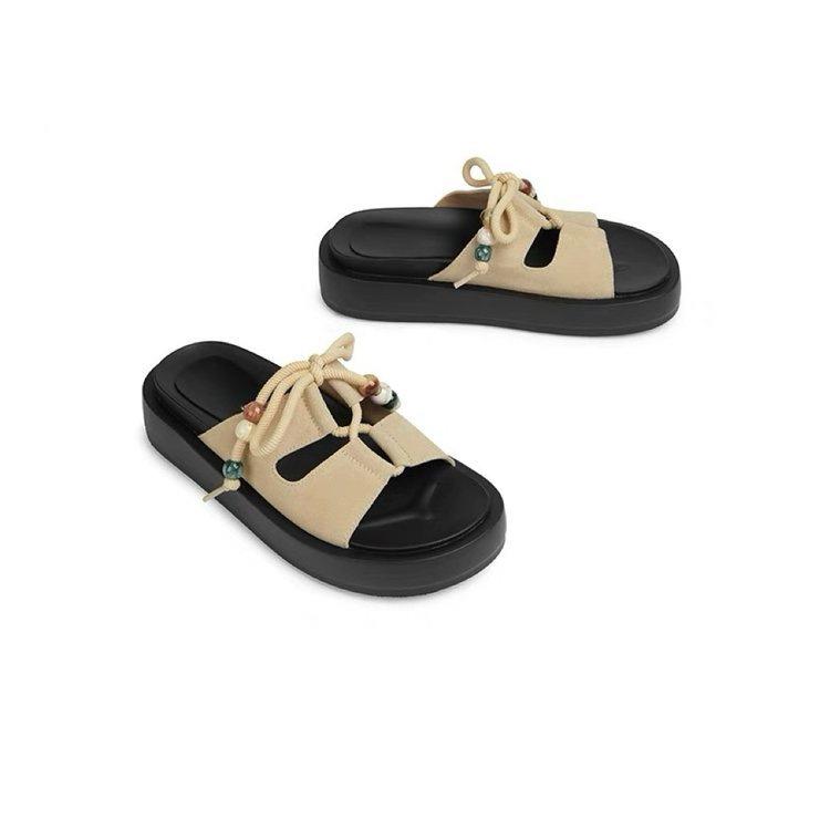 

Fashion women s slippers 2025 summer new sunset speed car one-word drag strap thick-bottomed sandals women s outer slippers 40 абрикосовый