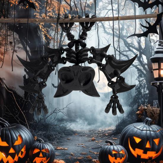 3D-gedruckte hängende Fledermausfigur mit beweglichen Gelenken, Fledermausfigur, artikuliertes Fledermausmodell