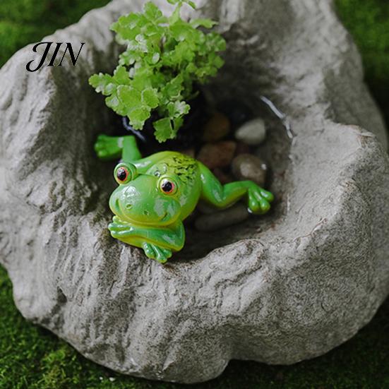 Playful Garden Figurine Micro Landscape Ornament, Frog Design Resin Figurine, Hand Painted Waterproof Miniature Scene Decoration Decor for Succulent