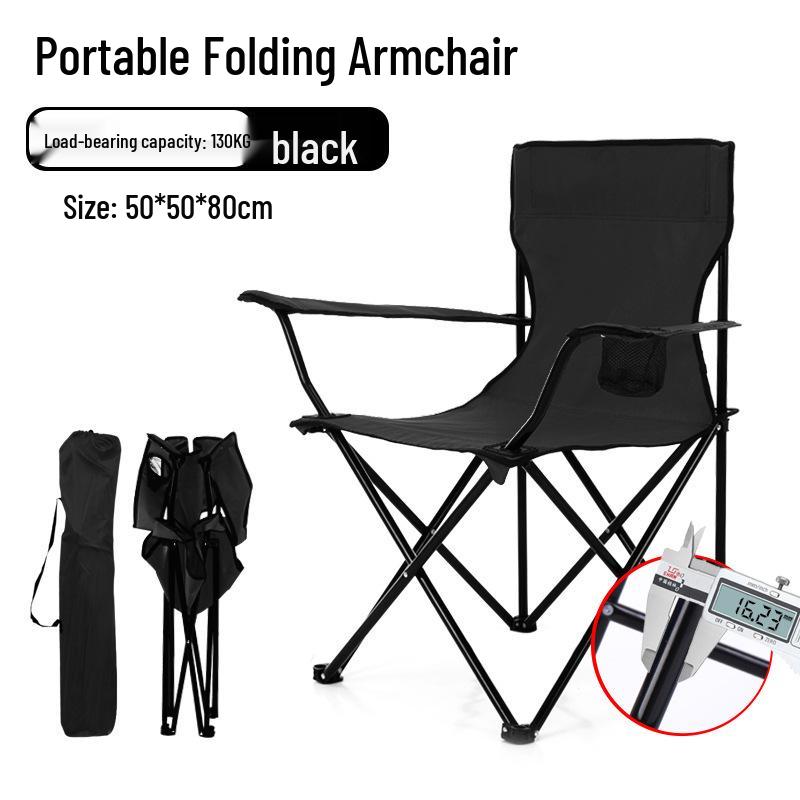 Portable Folding Camping Chair with Armrests for Outdoor Fishing and Beach Leisure