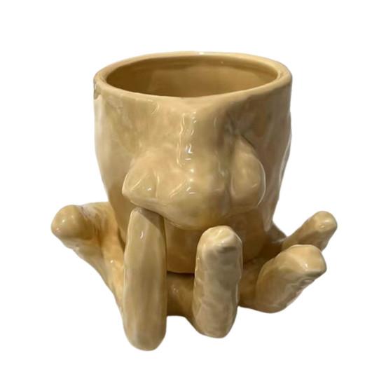 410ml Ceramic Mug Set with Cup Holders Funny Nose-Picking Design Tea Coffee Cup Home Kitchen Drinkware