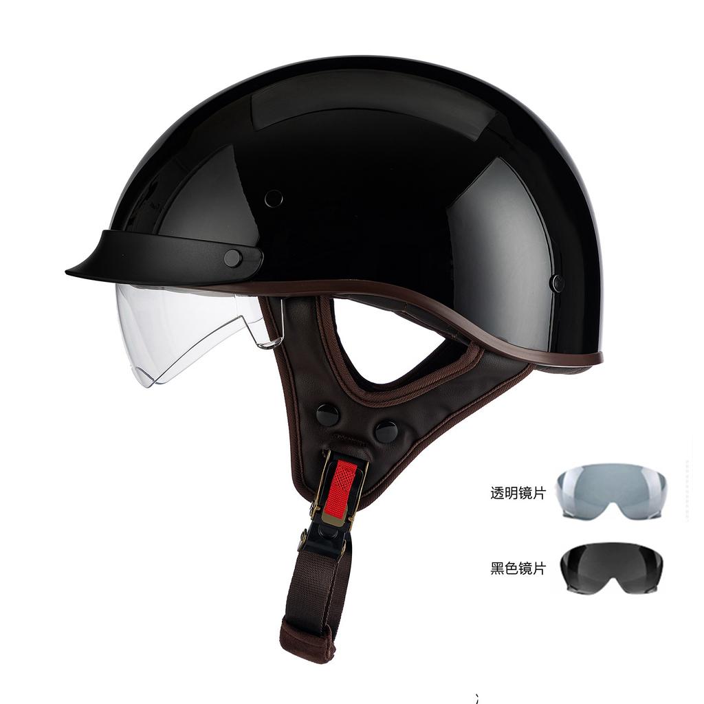 Helmet Men's Motorcycle Pedal Half Helmet Four Seasons Universal Lenses Transparent Women's Helmet Electric Vehicle Riding