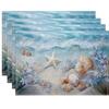 Coastal Starfish Placemats Dreamy Ocean Table Decor Blue Hued Pattern for Beach Style Kitchen Elegant Dining Table Centerpiece