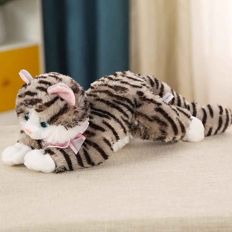 Realistic Meowing Musical Cat Plush Toy - Lying Kitten Doll Birthday Gift