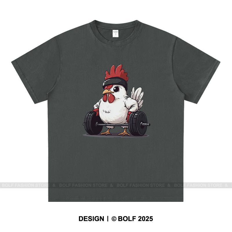 Fitness Kuře Potisk Pánské Tričko 100% Bavlna Nadměrná Grafická Trička pro Muže Ženy Street Wear Topy Trička