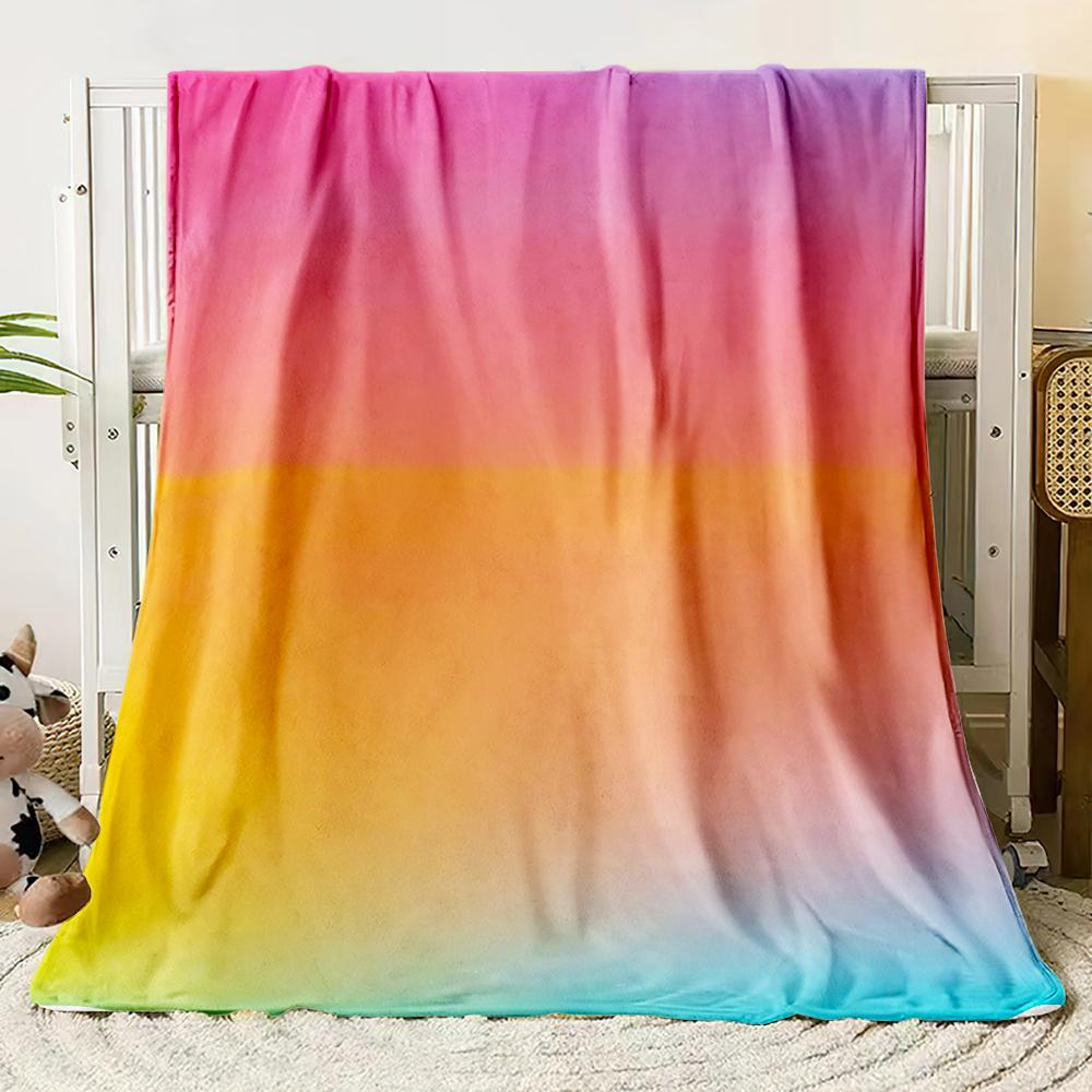 Flannel Blanket Dopamine Gradient Soft Warm Thin Bed Sheet Sofa Cover Artificial Fur Plaid Blanket