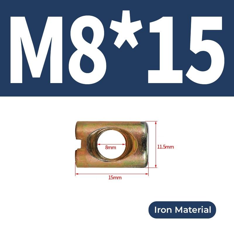 M6 M8 Barrel Nuts Bolts Cross Dowel Slotted Hammer Embedded Nut Horizontal Hole Nut For Beds Chairs Furniture