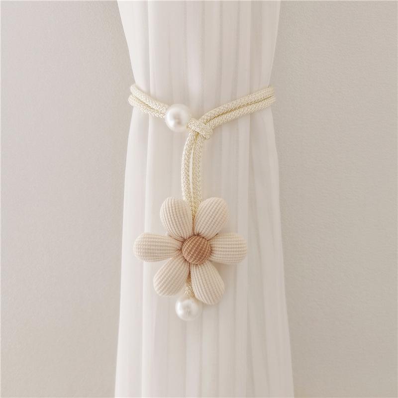 

1pc 3D Flower Pearl Curtain Tiebacks, Room Decor Mosquito Net Storage Straps, Door Curtain Coffee Screen Ties
