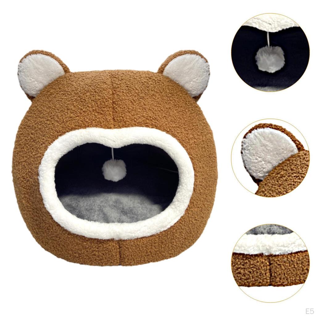 Cat Bed for Indoor Cats Sleeping with Hanging Toy Breathable Hideaway House Semi