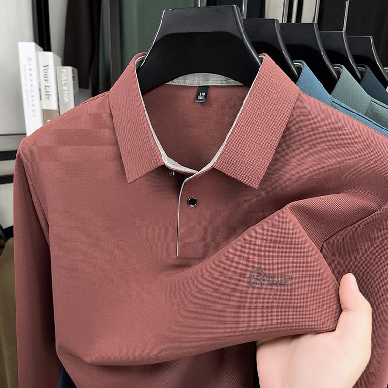 Men's Lapel Polo Shirt Luxury Quality Exquisite Letter Print Long Sleeve T-Shirt Business Leisure Men's Wear