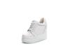 Fashion 11CM Genuine Leather Platform Wedge Shoes Chunky Sneaker white Casual Shoes Comfortable Breathable Spring Autumn Shoes