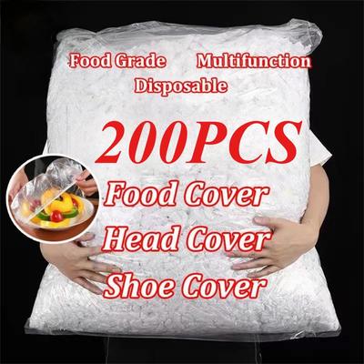 50/100/150/200 PEZZI Coperture Monouso per Conservare Prodotti in Frigorifero Imballaggio in Plastica, Coperture per Alimenti Copriscarpe, Cuffie da Doccia Ciotole Cappelli Sacchetto