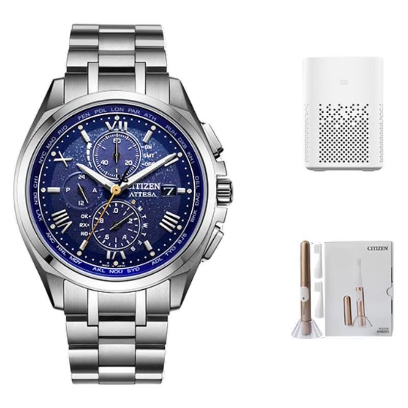 

CITIZEN Eco-Drive Series 200 Meters Waterproof Solar Quartz Titanium Strap Men s Watch Blue Dial AT8240-74L синій