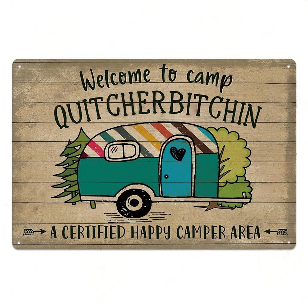 Camping Metal Posters Tin Sign Decor Vintage Plaque Metal Plate Retro Posters Wall Art Decor for Trip