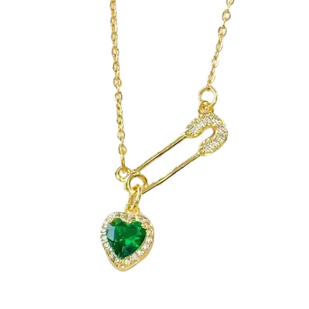 Creative Pink Heart-shaped Pin Necklace For Women Fashion Love Pendant Necklace Ladies Fashion Light Luxury Jewelry Gifts HOT