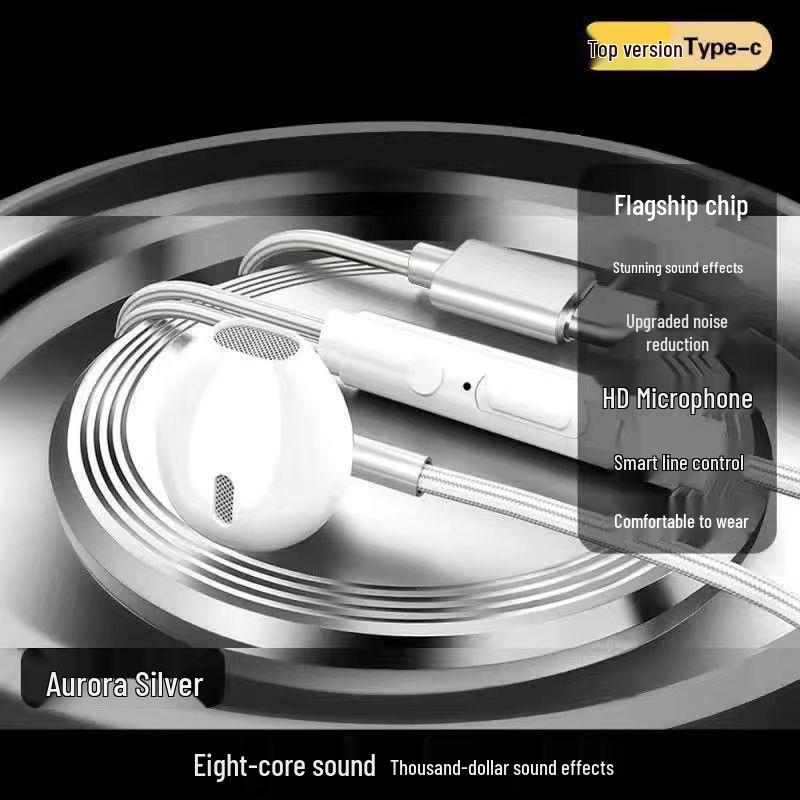 High-End Wired Professional Karaoke Headphones, Nylon Type-C, Universal for OPPO, Xiaomi, Vivo