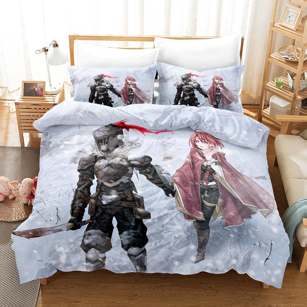 Anime Goblin Slayer Bedding Set Duvet Cover Pillowcase Queen King Size Lovely Bedclothes For Kids Adults Bedroom Decor