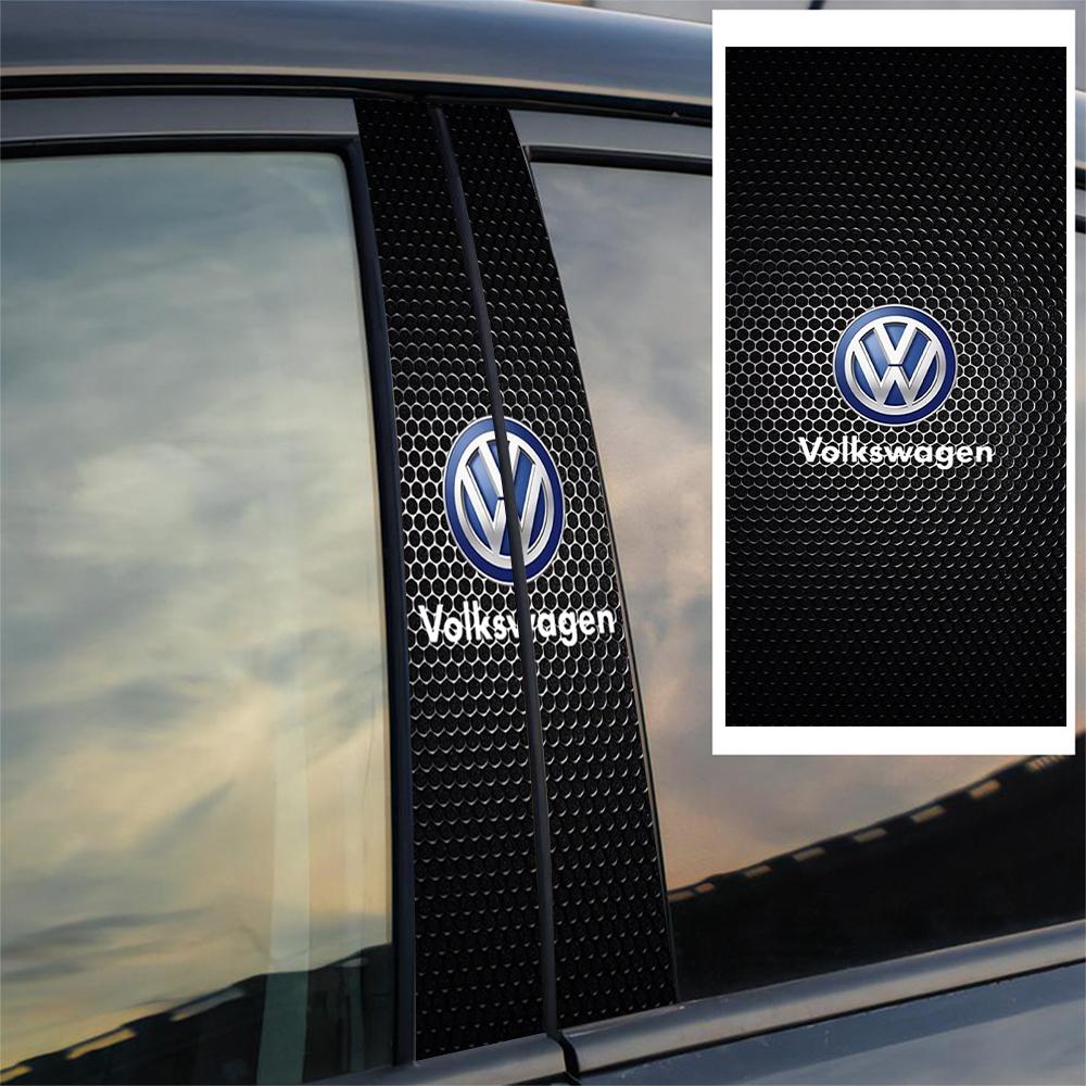 SVLHP1 2Pcs Car Logo Center Pillar Sticker Decor Accessories For VW GTI Golf8 Polo Passat Mk6 MK7 Tiguan R32 R RLine Magotan Jetta Bora