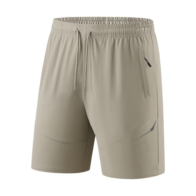 Men Elastic Waist Quick Dry Shorts With Zipper Pockets
