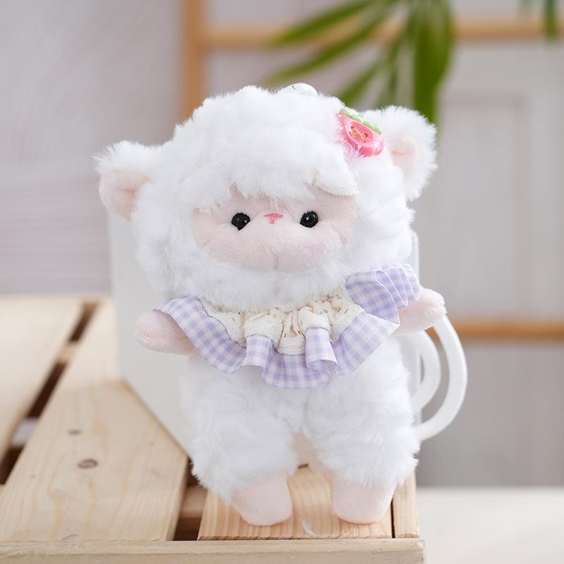 Cute Fluffy Plush Lamb Keychain Soft Touch Safe Material Pendant for Backpack Decor Kindergarten Kids Small Gifts