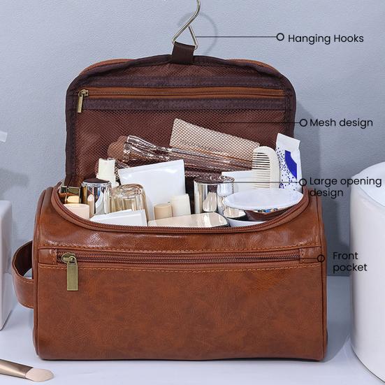 Makeup Bag Travel Toiletry Bag Large Capacity Multiple Compartments Zipper Closure Waterproof Cosmetic Bag Hanging Toiletry Bag