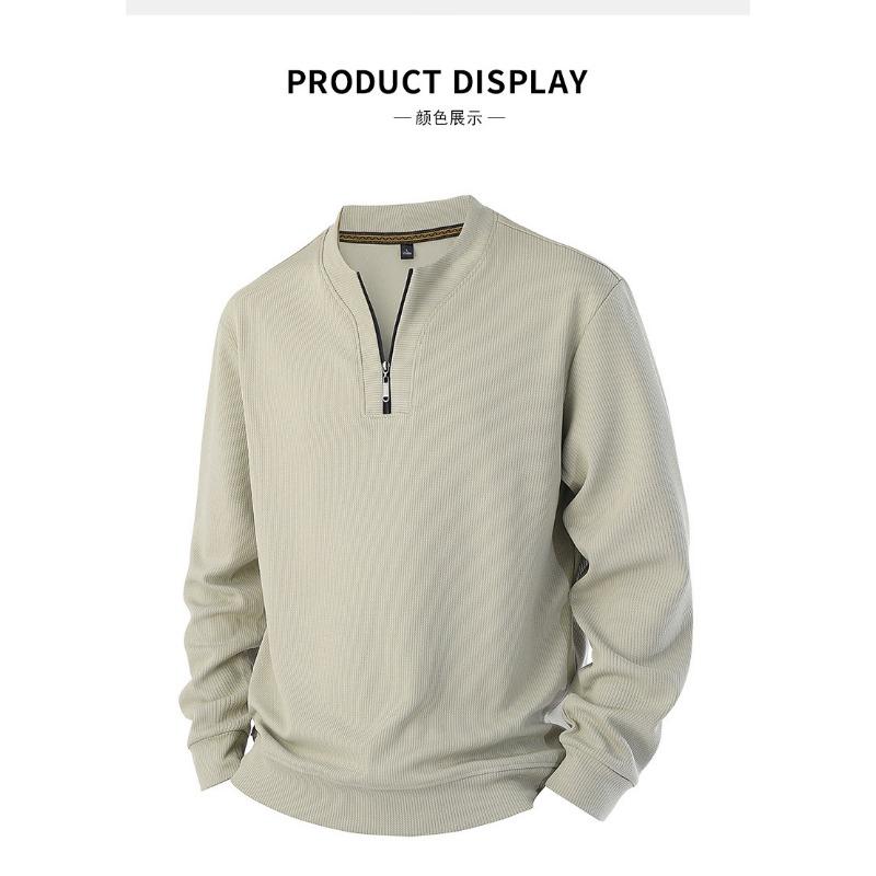 Men Long Sleeve Crew Neck Half Zip Loose Fit Casual Sweatshirt