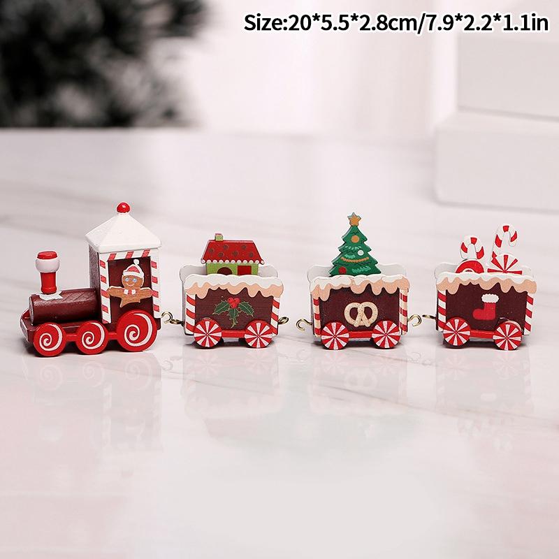 Wooden Carousel Figurine Christmas Tree Decoration Ornaments Wooden Small Train Shop Windows Display Festival Christmas Gifts 7