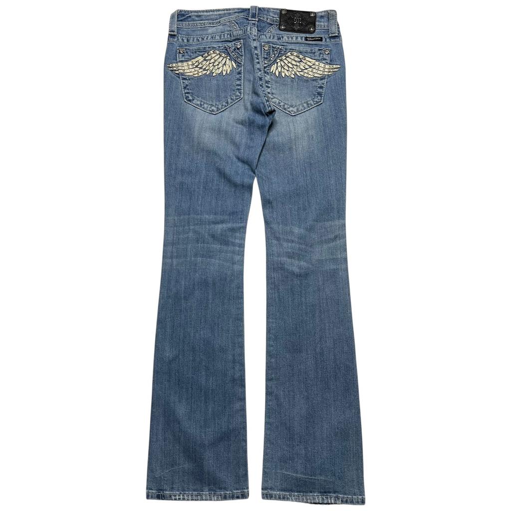 VIONA Y2k Retro Gotic Blugi Brodați cu Aripi Strălucitoare Blugi Denim Evazați Subțiri Femei Modă Streetwear Haine Femei
