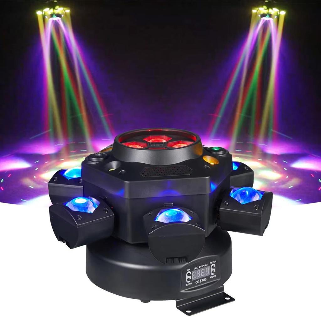 LED 10X10W 6 Head 4in 1  Moving Head Beam Light RG Laser Strobe Light DMX Stage Light RGB Beam Light Rotating Disco Party Bar Atmosphere