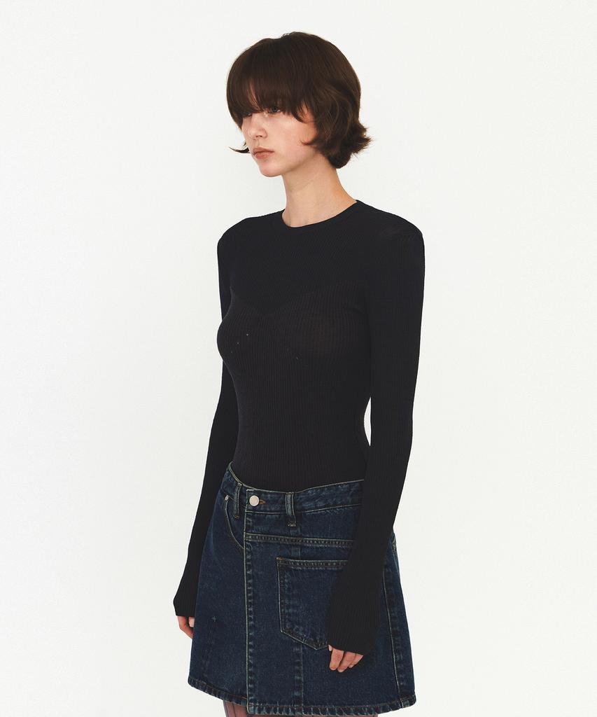 Daiaegeuneol See-Through Ribbed Knit (Dark Gray)