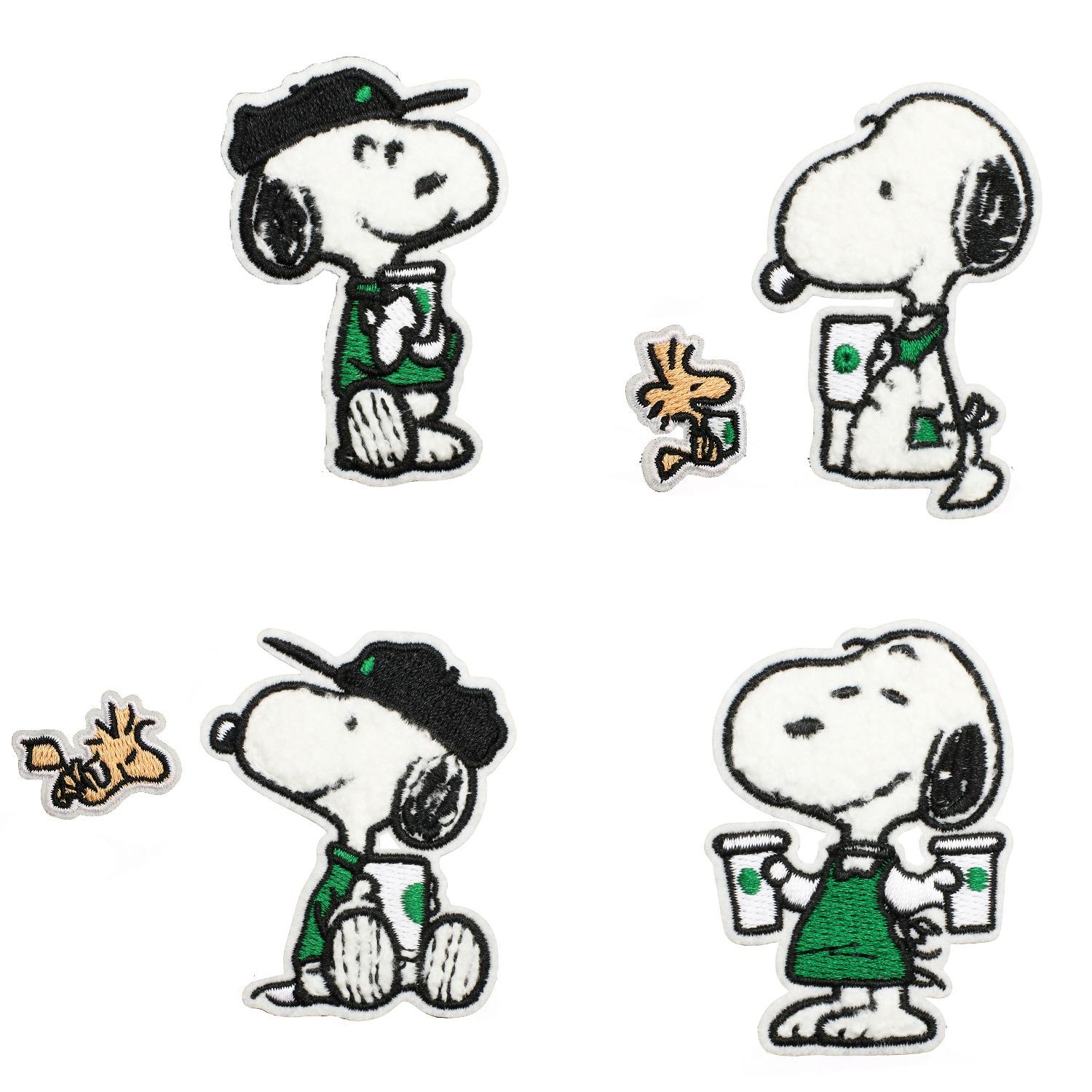 Cloth Embroidery Anime Character Patch Sticker Cartoon Puppy Embroidery Cloth Sticker Clothes Dress Up Curly Dog Towel Embroidery Stamp set of 6