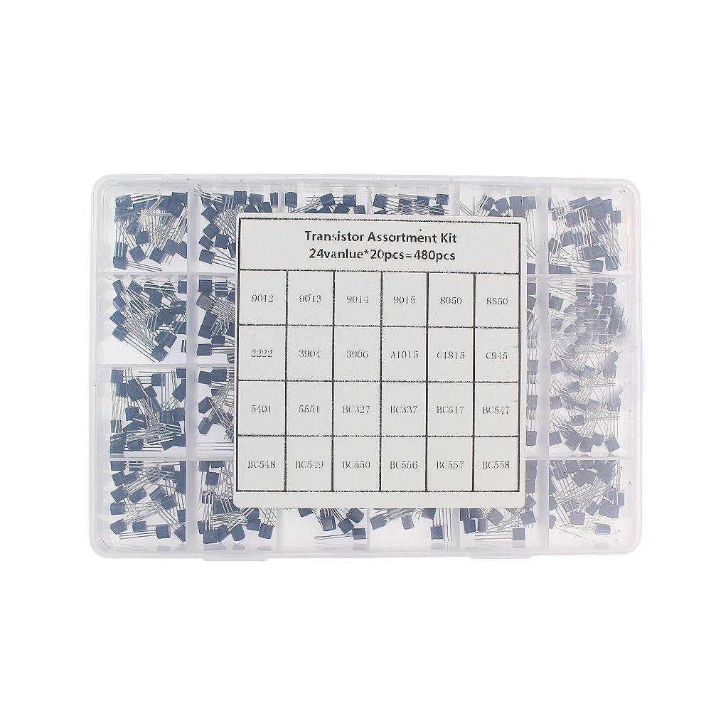 480/840PCS NPN PNP DIP transistor kit Box 24 Values TO-92 Triode Transistor set 2N2222 C1815 BC547 S8050 2N3904 BC337 S9015 2N3