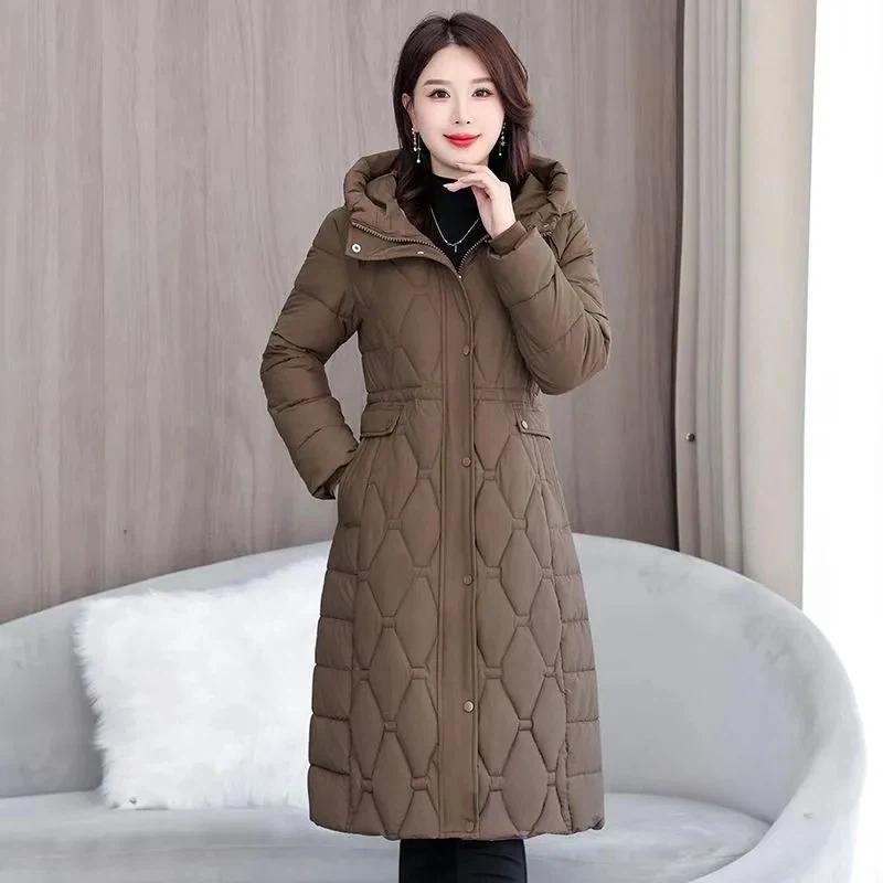 Down Coat for Women Winter Fleece Thickened Plush Hooded Loose Windproof Casual Jacket
