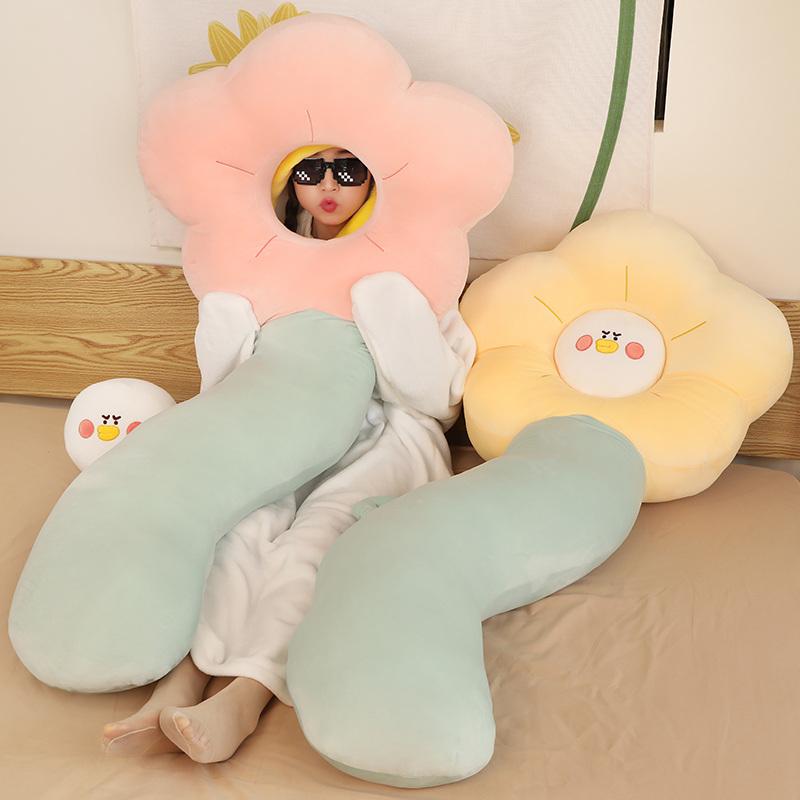 130cm Creative Large Sunflower Pillow Cushion Stuffed Flower Long Pillow Sofa Decorative Pillow Bedside Cushion Birthday Gift