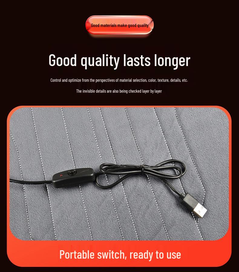 USB Heated Seat Cushion for Car, Home, or Office - Warm Electric Blanket