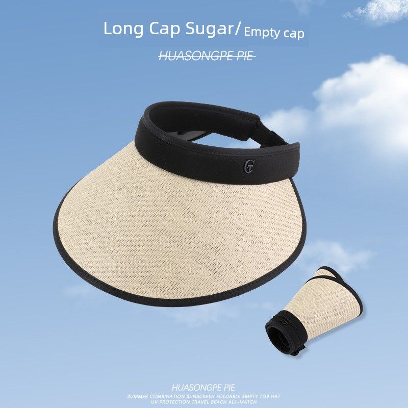

Women s Sun Hat New Arrival Summer Extra-Large Widened Brim Travel Face Slimming Fashion Summer Straw Woven Foldable Visor C2307 Straw CT Wide Eave Black Glue Empty Top FFS